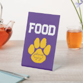 Paarse & Gouden Pawprint Food Table Afstuderen Reclamebord Met Voetstuk (Insitu)