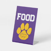 Paarse & Gouden Pawprint Food Table Afstuderen Reclamebord Met Voetstuk (Voorkant)