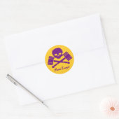 Paarse & Gouden Piratenadvocaat Sticker w / Border (Envelop)