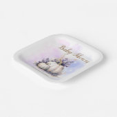 Paarse gouden pompoen herfst Baby shower Papieren Bordje (Gebogen)