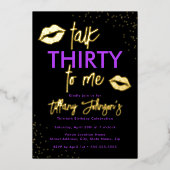 Paarse gouden praatje dertig tegen me luipaard 30e folie uitnodiging (Voorkant)