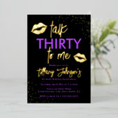 Paarse gouden praatje dertig tegen me luipaard 30e folie uitnodiging (Staand Voorkant)
