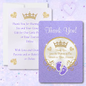 Paarse gouden prinses Baby shower dank u kaarten