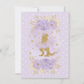 Paarse gouden prinses dinosaurus tutu tiara baby m bedankkaart (Achterkant)