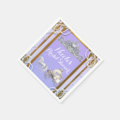 Paarse gouden prinses kroonkoets lief 16 feest servet (Hoek)