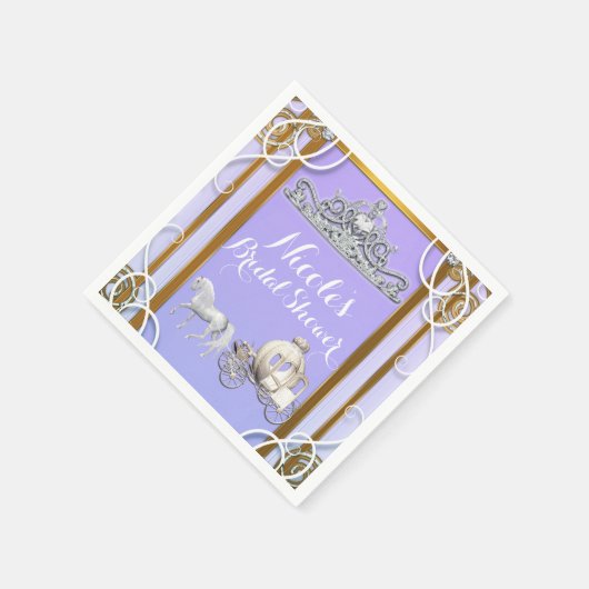 Paarse gouden prinses kroonkoets lief 16 feest servet (Hoek)