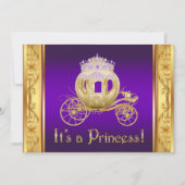 Paarse Gouden Prinses Meisje Baby Douche Uitnodigi Kaart (Voorkant)