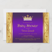 Paarse Gouden Prinses Meisje Baby Douche Uitnodigi Kaart (Achterkant)