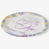 Paarse gouden prinses verjaardag papieren bordje (Gekanteld)