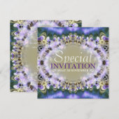 Paarse gouden prinses verjaardagsuitnodiging kaart (Voorkant / Achterkant)