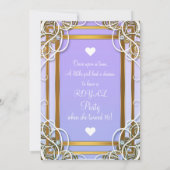 Paarse & Gouden Prinsessen Kroon Koets Sweet 16 Kaart (Achterkant)