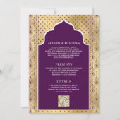 Paarse Gouden QR Code Anand Karaj Sikh Bruiloft Kaart (Achterkant)