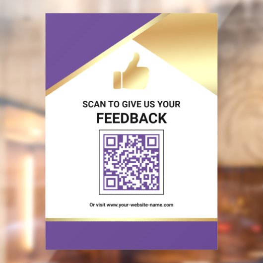 Paarse Gouden QR-code Klantfeedback Beoordeling Raamsticker (Vel 2)