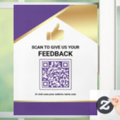 Paarse Gouden QR-code Klantfeedback Beoordeling Raamsticker (Huis)
