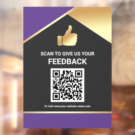 Paarse Gouden QR Code Klantfeedback Beoordeling Raamsticker (Vel 2)