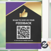Paarse Gouden QR Code Klantfeedback Beoordeling Raamsticker (Huis)
