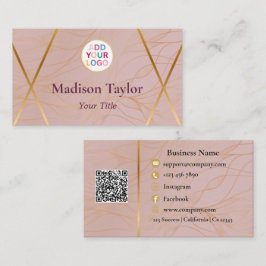 Paarse Gouden QR Code Zakelijke Kaart Sjabloon Visitekaartje