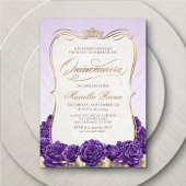 Paarse gouden Quinceañera Kaart