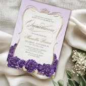 Paarse gouden Quinceañera Kaart