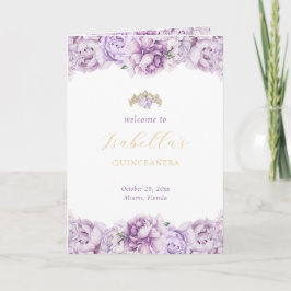 Paarse gouden Quinceanera Princess Padrinos Event Programma