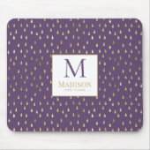 Paarse Gouden Regendruppel Moderne Trendy Monogram Muismat (Voorkant)
