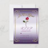 Paarse & Gouden Rood Rose Beauty Wedding RSVP Reag Kaart (Voorkant)