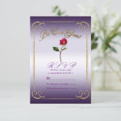 Paarse & Gouden Rood Rose Beauty Wedding RSVP Reag Kaart (Staand voorkant)