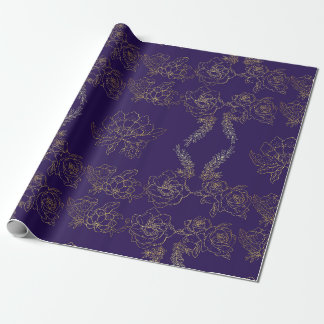 Paarse gouden Roos met patroon Cadeaupapier