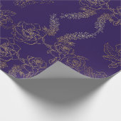 Paarse gouden Roos met patroon Cadeaupapier (Hoek)