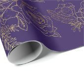Paarse gouden Roos met patroon Cadeaupapier (Rol Hoek)