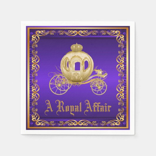Paarse gouden Royal Carriage Royal Party Event Servet (Voorkant)
