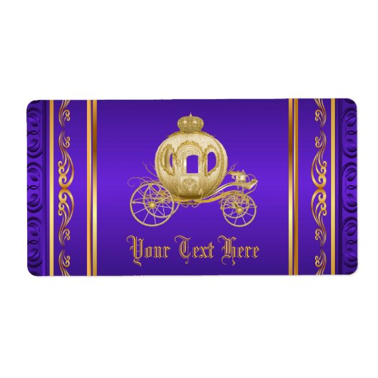 Paarse gouden Royal Carriage Waterflesetiketten Etiket (Voorkant)