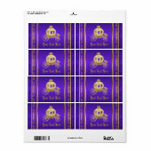 Paarse gouden Royal Carriage Waterflesetiketten Etiket (Full Sheet)