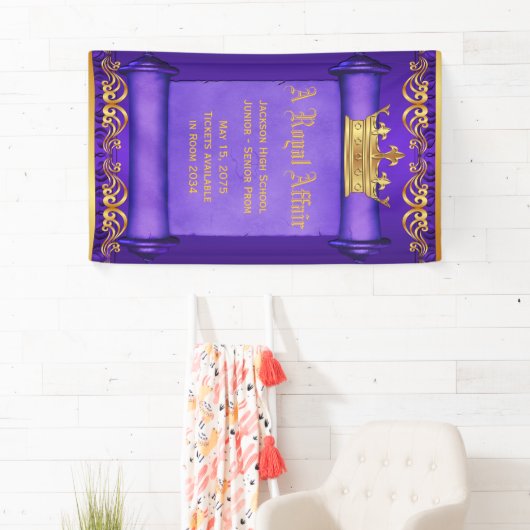 Paarse gouden Royal Crown Banner (Insitu)