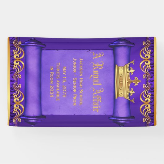 Paarse gouden Royal Crown Banner (Horizontaal)