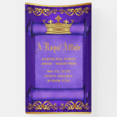 Paarse gouden Royal Crown Banner (Verticaal)
