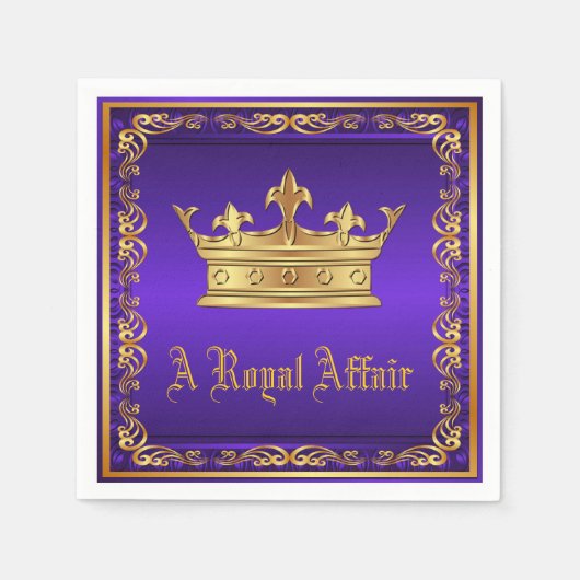 Paarse gouden Royal Crown Party Servet (Voorkant)