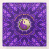 Paarse Gouden Roze Energie Healing Mandala Glazen Onderzetter (Voorkant)