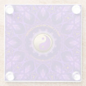 Paarse Gouden Roze Energie Healing Mandala Glazen Onderzetter (Achterkant)