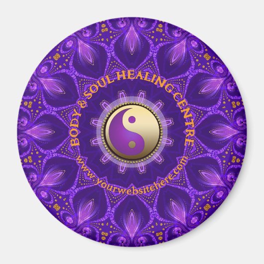 Paarse Gouden Roze Energie Healing Mandala Magneet (Voorkant)