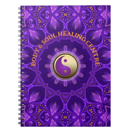 Paarse Gouden Roze Energie Healing Mandala Notitieboek (Voorkant)