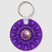 Paarse Gouden Roze Energie Healing Mandala Sleutelhanger (Voorkant)