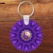 Paarse Gouden Roze Energie Healing Mandala Sleutelhanger (Achterkant)