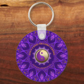 Paarse Gouden Roze Energie Healing Mandala Sleutelhanger (Voorkant)