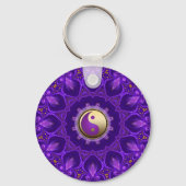 Paarse Gouden Roze Energie Healing Mandala Sleutelhanger (Achterkant)