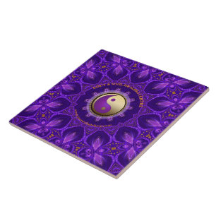 Paarse Gouden Roze Energie Healing Mandala Tegeltje