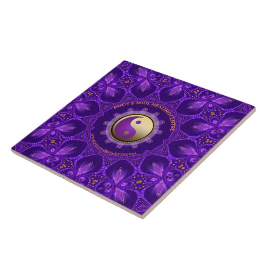 Paarse Gouden Roze Energie Healing Mandala Tegeltje (Zijkant)