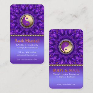 Paarse Gouden Roze Energie Healing Mandala Visitekaartje