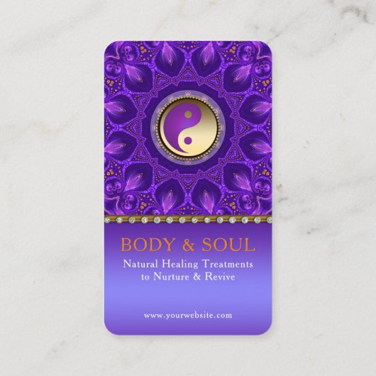 Paarse Gouden Roze Energie Healing Mandala Visitekaartje (Achterkant)