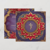 Paarse gouden roze Lotus Indian Ganesh bruiloft Kaart (Voorkant / Achterkant)